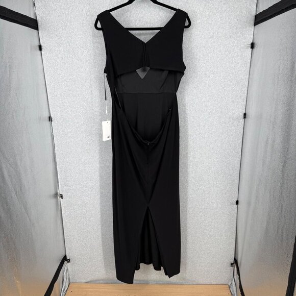 Mac Duggal Jersey V-Neck Cutout Gown Dress Size 20W Black Formal Dress Chic NEW - Picture 3 of 16
